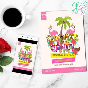 Summer Candy Sale Flyer Customizable Template Instant Download