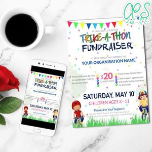 Trike-a-thon Fundraiser Flyer Customizable Template Instant Download
