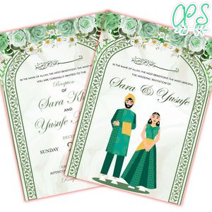 Muslim wedding Invitation Customizable Template Instant Download