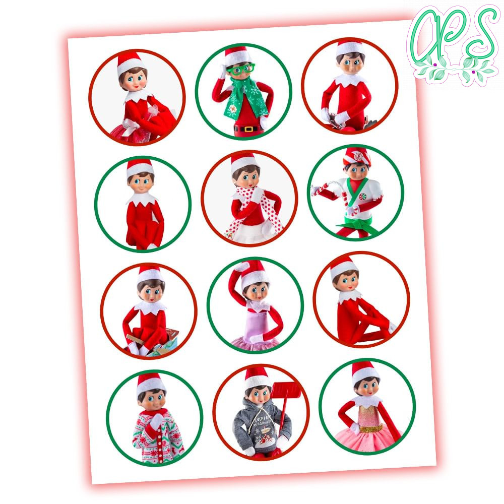 Elf on the Shelf Cupcake Toppers Template Printable DIY