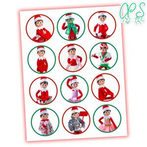 Elf on the Shelf Cupcake Toppers Template Printable Instant Download
