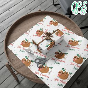 Personalised Sloth Christmas Gift Wrap Customizable