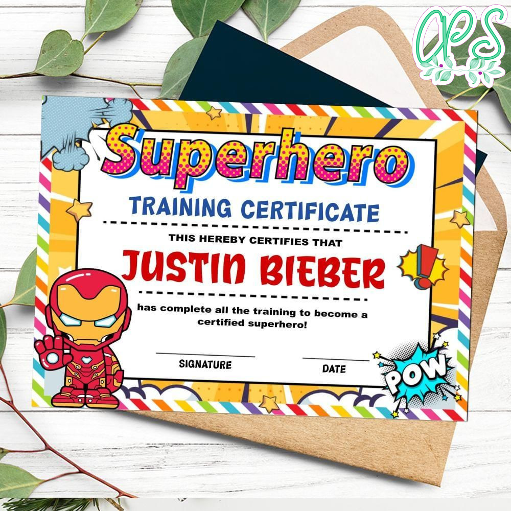 Iron man Certificate Template Customizable Instant Download