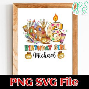 Art Birthday Girl PNG design template