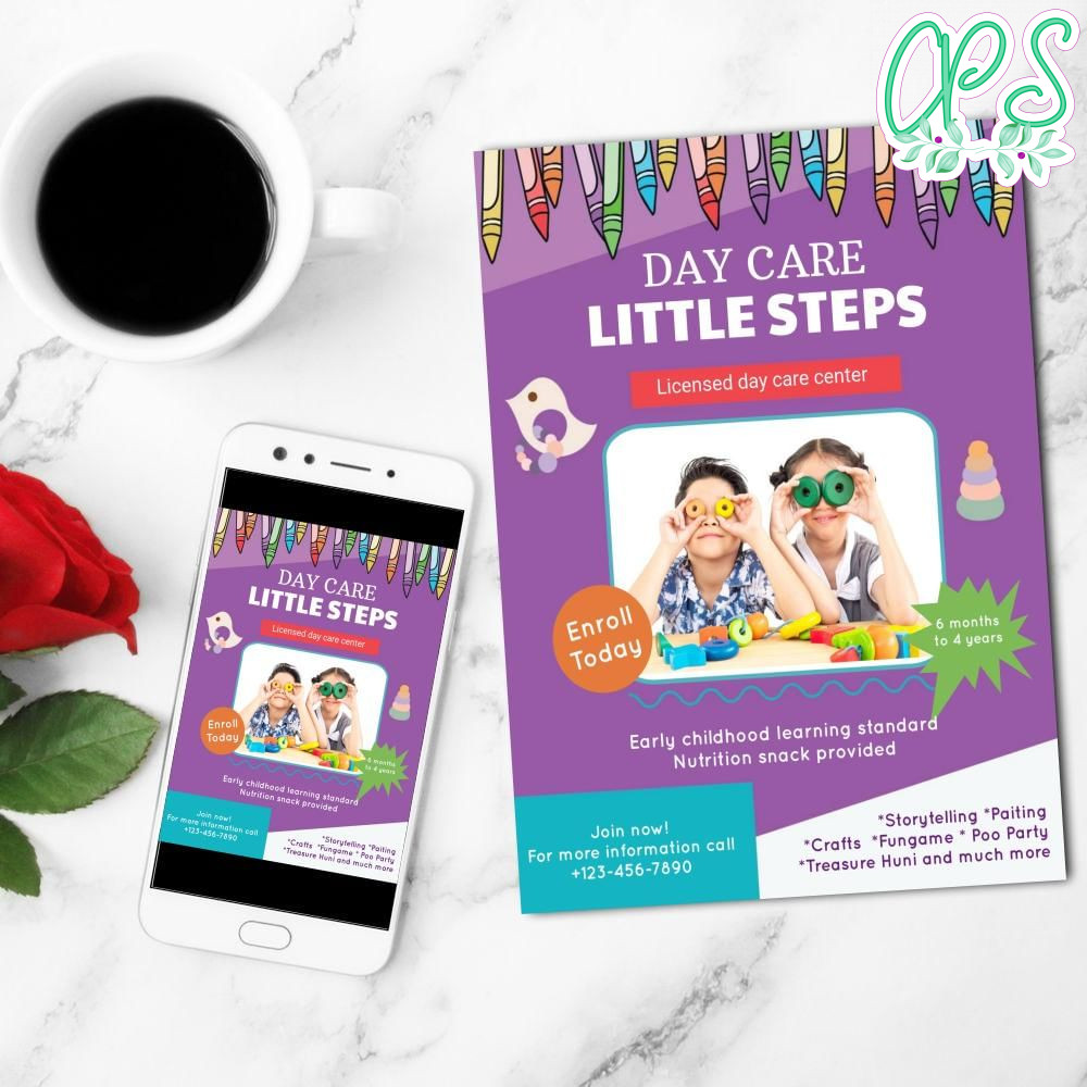 Day Care Service Flyer Customizable Template Instant Download