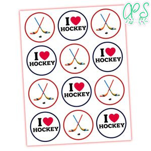 Hockey Cupcake Toppers Template Printable Instant Download