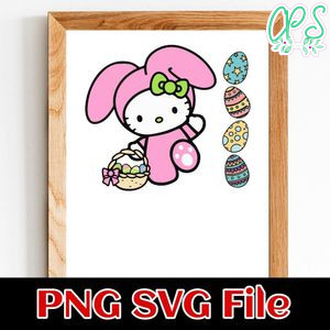 Cute Kitty Cat Happy Easter PNG SVG file template