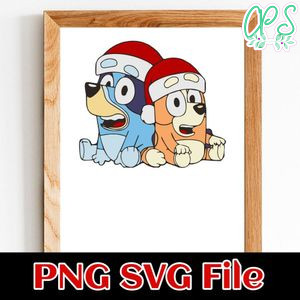 Bluey And Bingo Christmas PNG SVG file template