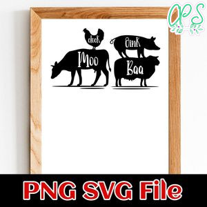 Cluck oink baa moo PNG SVG file template