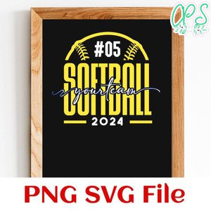 Softball Custom Number and Team Name SVG design template