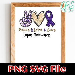 Peace love Cure Lupus Awareness PNG file template