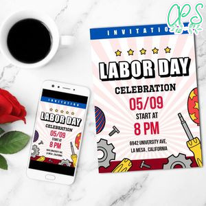Labor day Invitation Template Customizable Instant Download