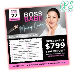 Make Up Course Flyer Template Customizable Instant Download