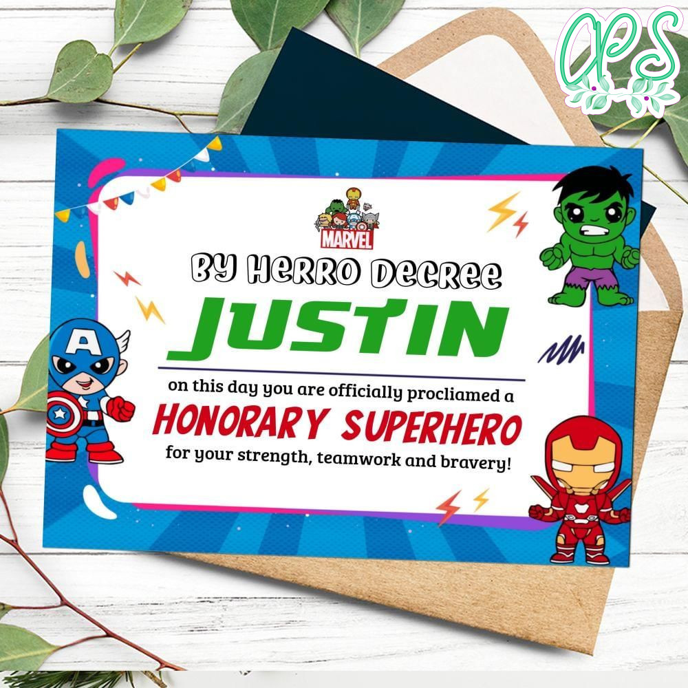 Avengers Certificate Template Customizable Instant Download