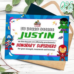 Avengers Certificate Template Customizable Instant Download