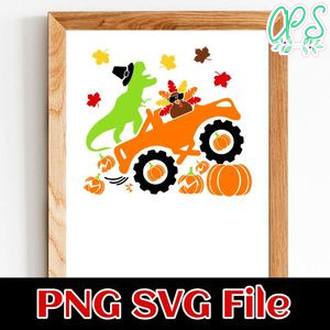 Turkey and Dinosaur Monster Truck PNG file template
