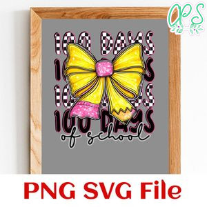 100 days of school bow tie Customer Request PNG file template