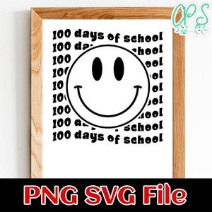 Smiley Face 100 Days of School PNG SVG file template