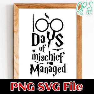 100 Days of Mischief Managed PNG SVG file template