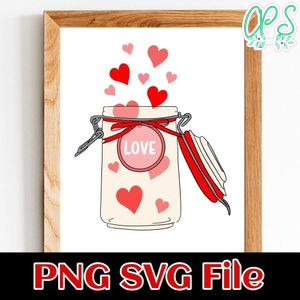 Love Hearts Jar SVG PNG Customizable Instant Download