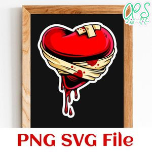 Broken Heart Bandage PNG SVG file template
