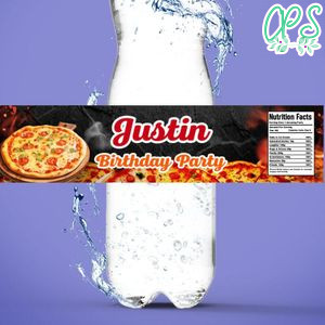 Pizza Party Birthday Bottle Label Customizable template instant download