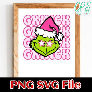 Grinch Face Preppy SVG Customizable