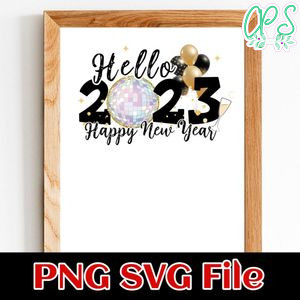 Hello Happy New Year 2023 PNG SVG file template