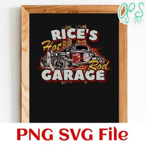 Rice's hot rod garage PNG design template