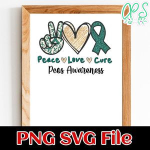 Peace love Cure Pcos Awareness PNG file template