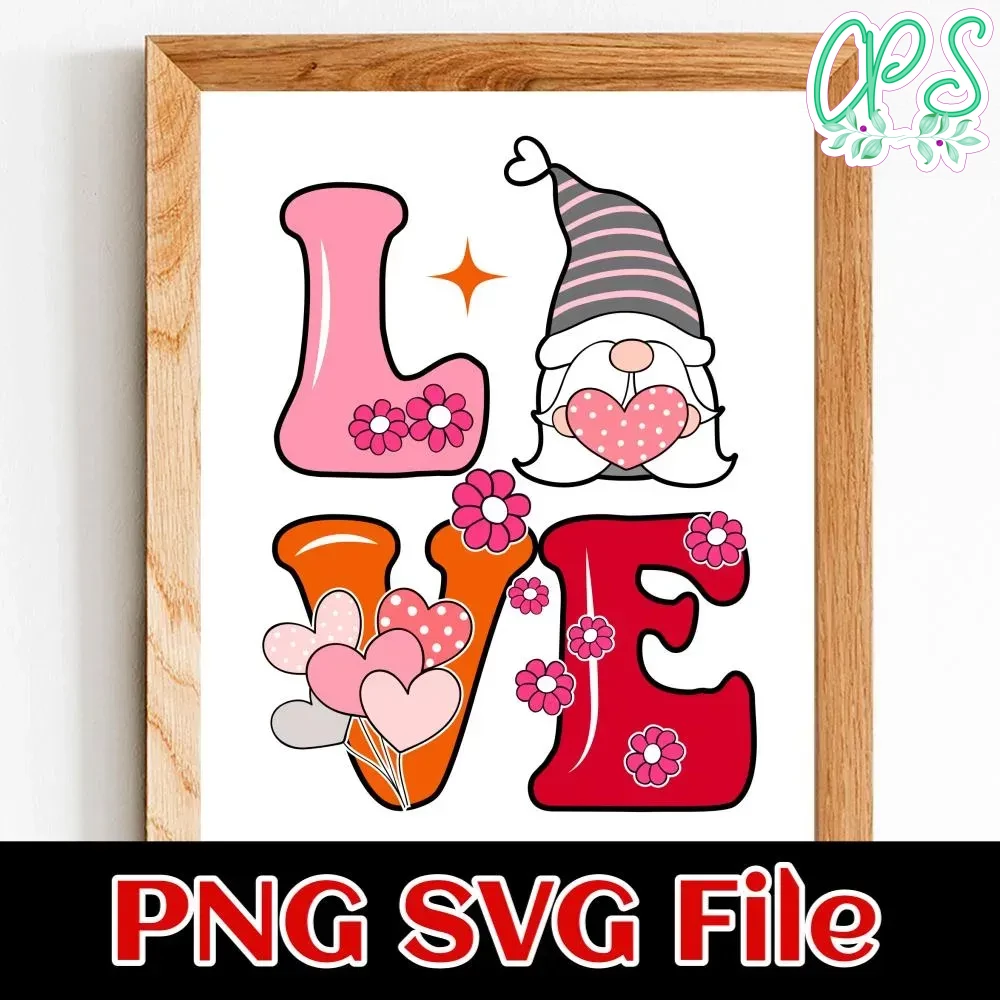 Love Gnomes Valentine PNG SVG file template | CustomPartyShirts