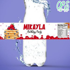 Pancake Birthday Bottle Label Customizable template instant download