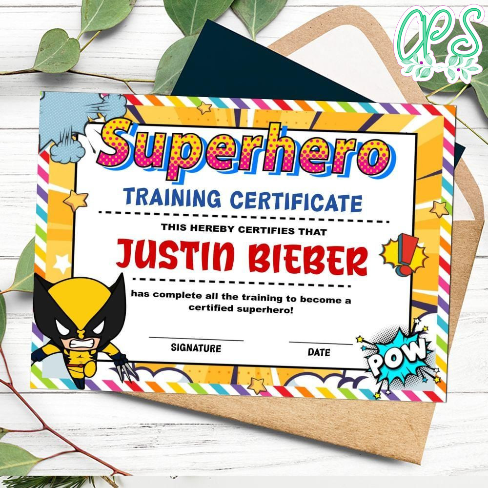 Wolverine Certificate Template Customizable Instant Download