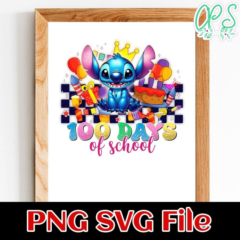 Birthday Stitch 100 days of school Customer Request PNG file template