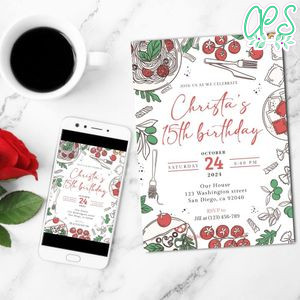 Italian Theme Invitation Template Customizable Instant Download