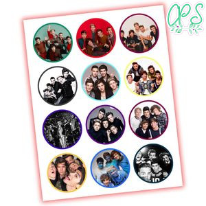 One Direction Cupcake Toppers Template Printable Instant Download