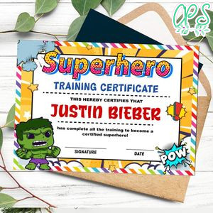 Hulk Certificate Template Customizable Instant Download