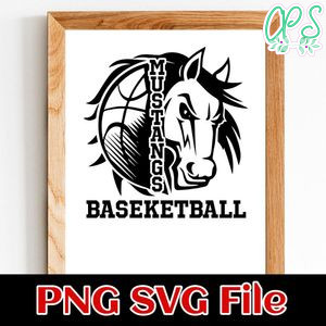 Mustang Basketball PNG SVG file template