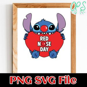 Red Nose Day Peeking Stitch SVG PNG Customizable Instant Download