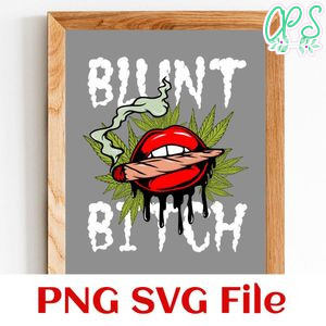 Blunt Bitch Lips Cannabis PNG design template