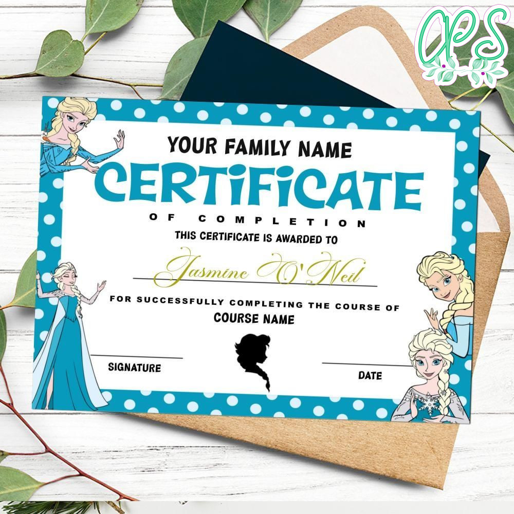 Elsa Certificate Template Customizable Instant Download