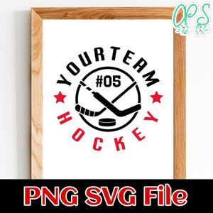 Hockey Custom Number and Team Name PNG SVG design template