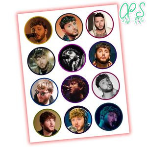 James Arthur Cupcake Toppers Template Printable Instant Download