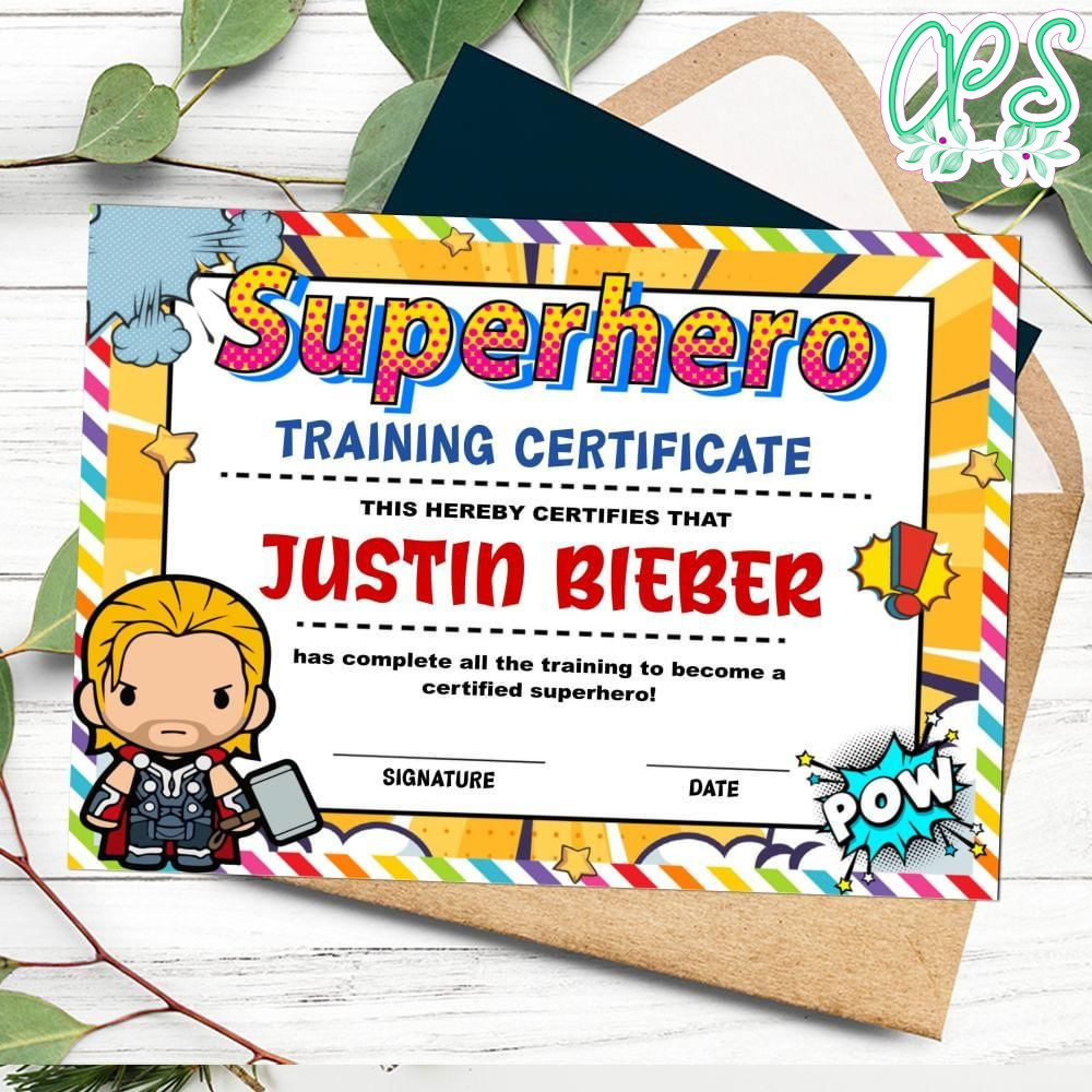 Thor Certificate Template Customizable Instant Download