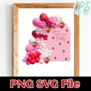 Berry First Birthday Customer Request PNG file template