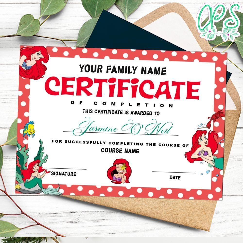 Ariel Certificate Template Customizable Instant Download