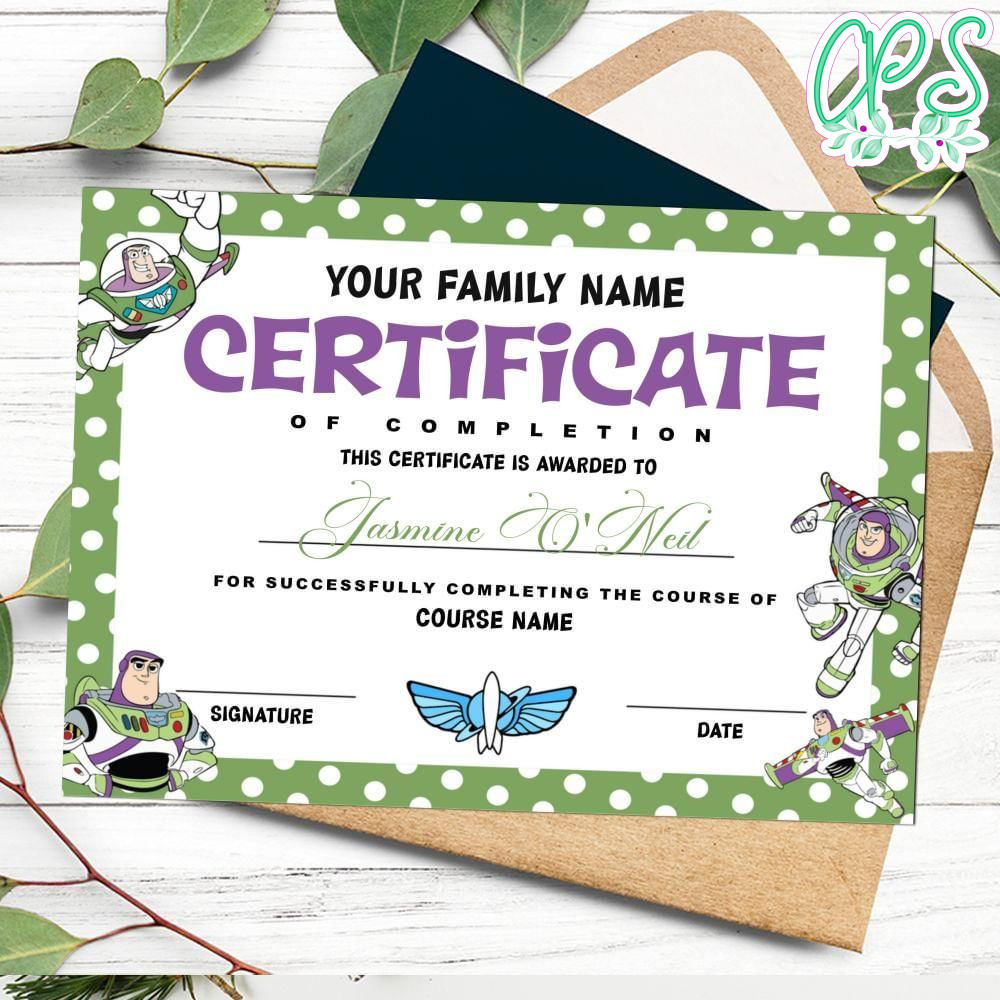 Buzz Lightyear Certificate Template Customizable Instant Download
