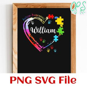 Autism Heart Colorful Customer Request PNG file template