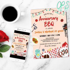 Anniversary cookout Invitation Template Customizable Instant Download