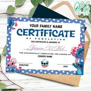 Stitch Certificate Template Customizable Instant Download